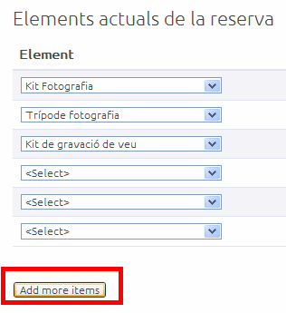Add more items, afegir més elements